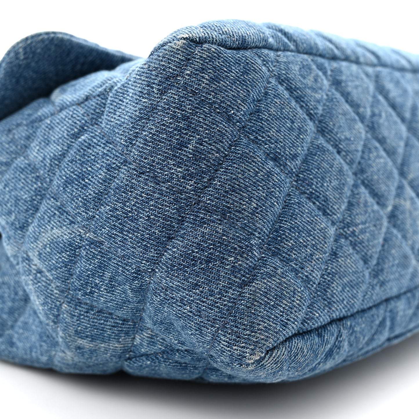 Denim Quilted CC Print Jumbo Single Flap Blue