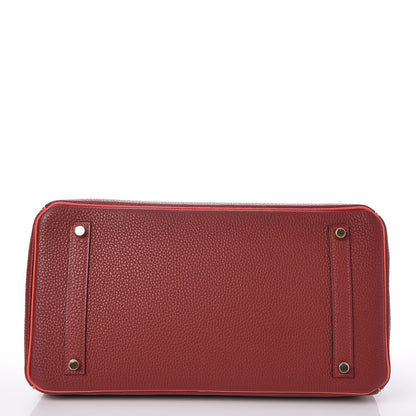 Hermes Togo Horseshoe Bi-Color Birkin 35 Rouge H Bougainvillea 6 of 33