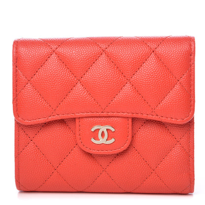 Chanel Caviar Quilted Compact Flap Wallet Red 1 of 9