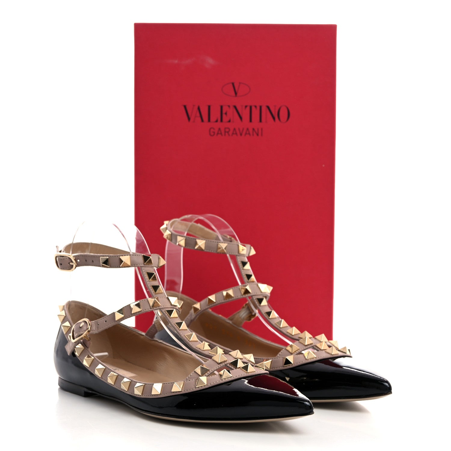 Valentino Garavani Patent Rockstud Cage Ballerina Flats 36.5 Black Poudre 9 of 9