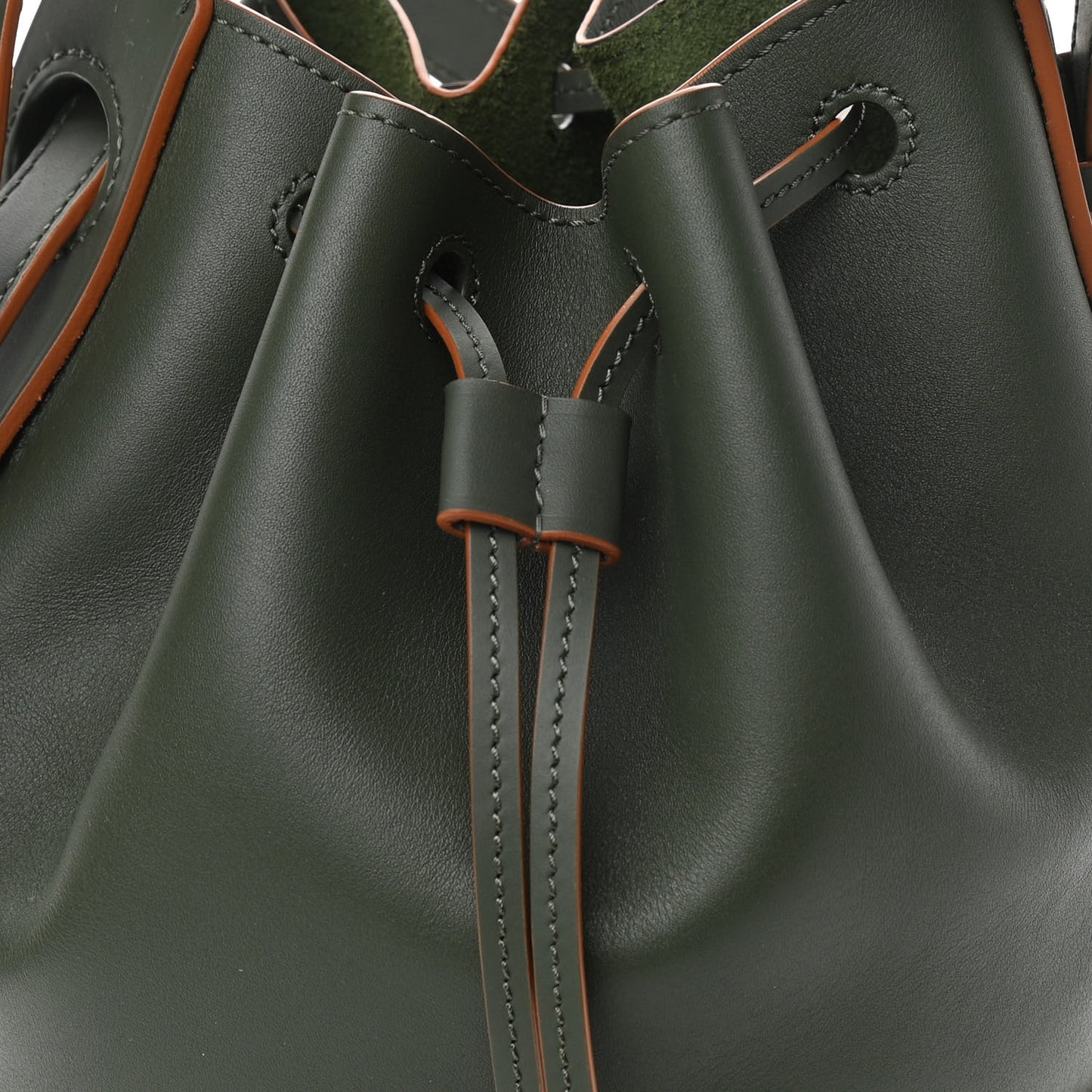 Calfskin Small Balloon Bucket Bag Vintage Khaki