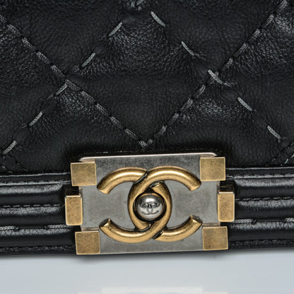 Chanel Calfskin Double Stitch Medium Boy Flap Black 5 of 8