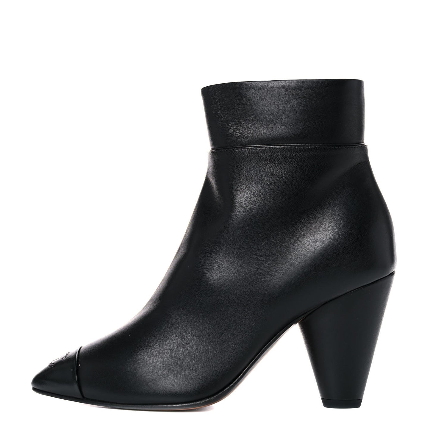 Lambskin Patent Cap Toe CC Short Ankle Boots 37 Black