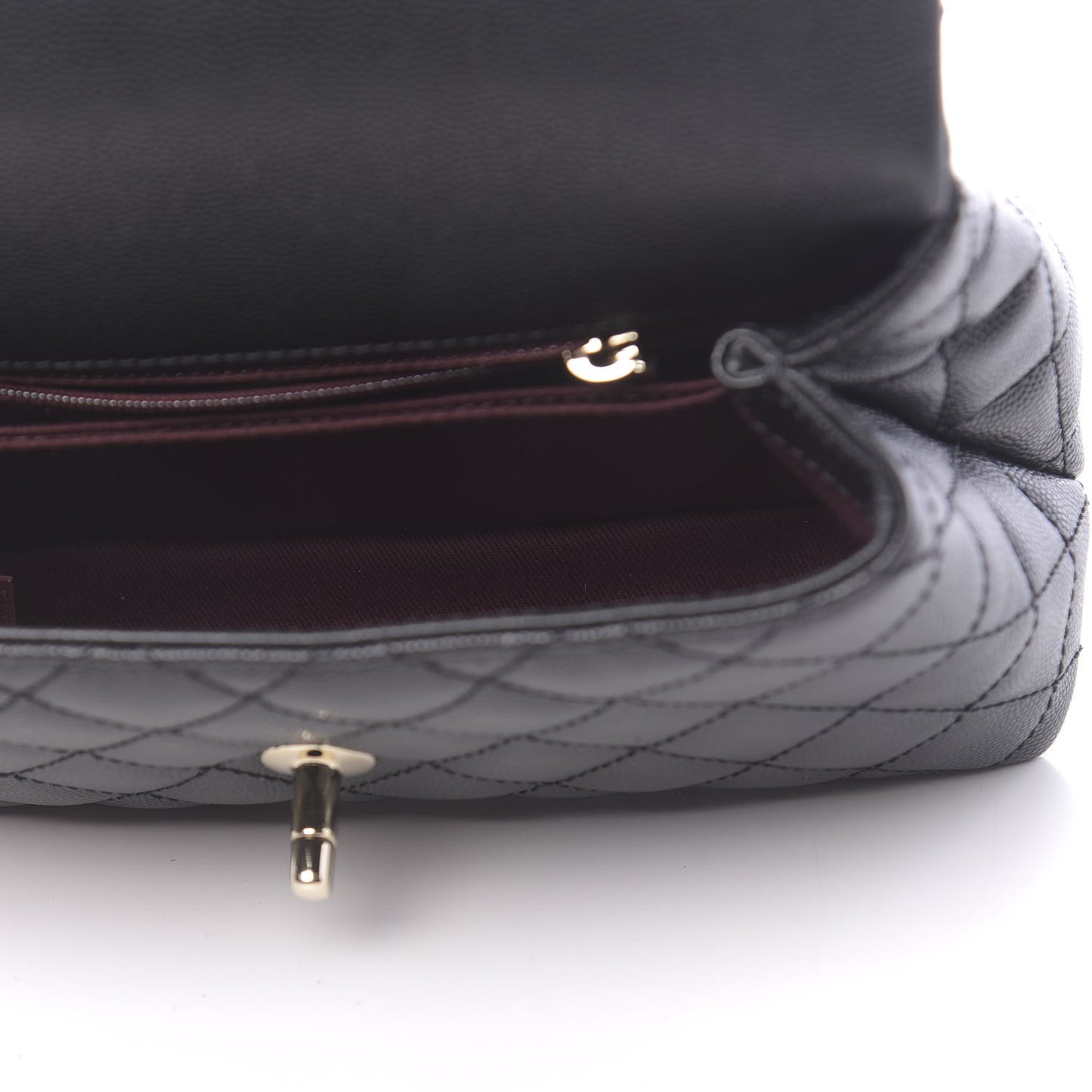 Caviar Quilted Mini Coco Handle Flap Black