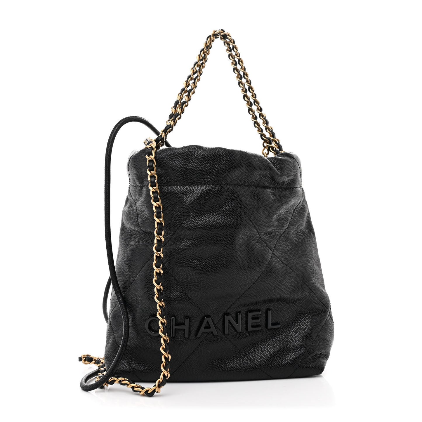 Shiny Caviar Quilted Monochrome Mini Chanel 22 Black