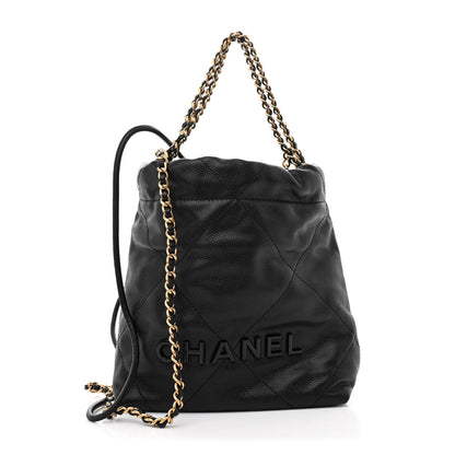 Chanel Shiny Caviar Quilted Monochrome Mini Chanel 22 Black 1 of 10