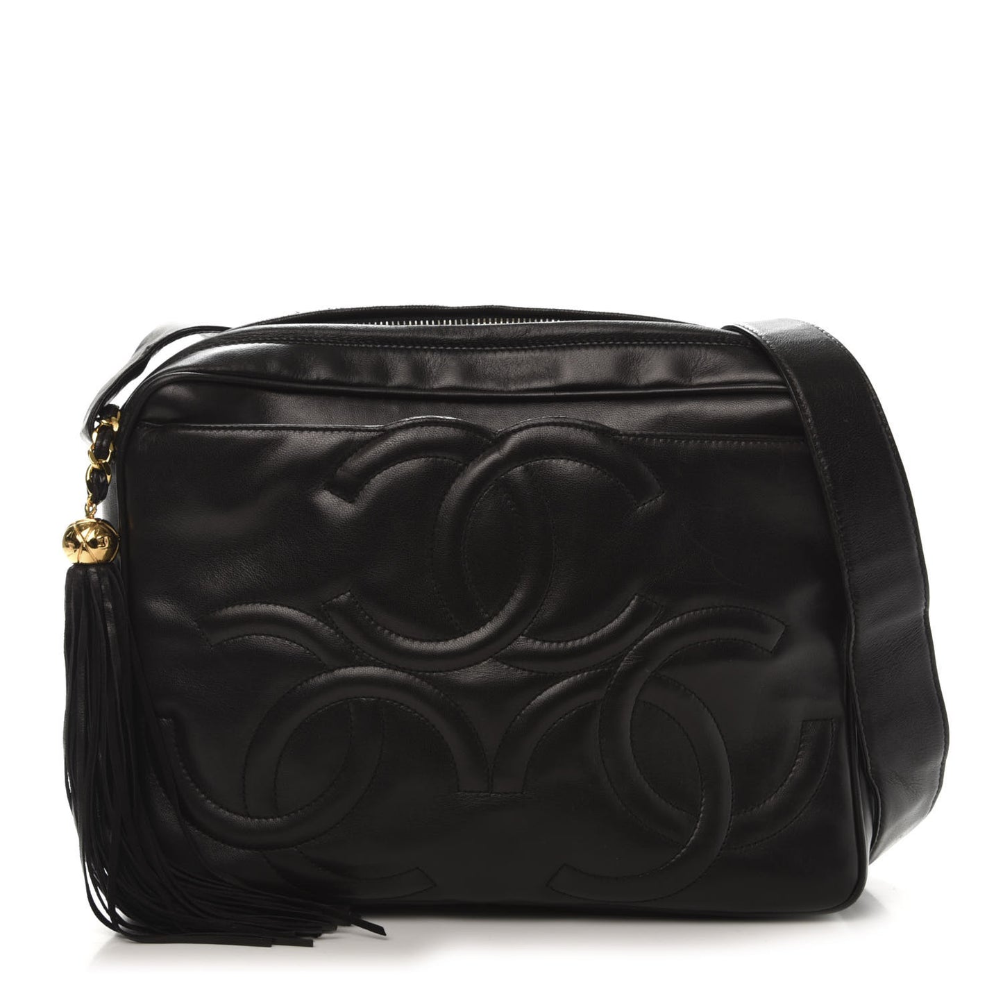 Lambskin CC Tassel Shoulder Bag Black