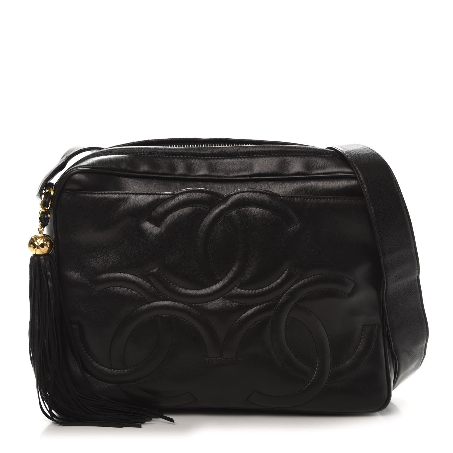 Chanel Lambskin CC Tassel Shoulder Bag Black 1 of 15