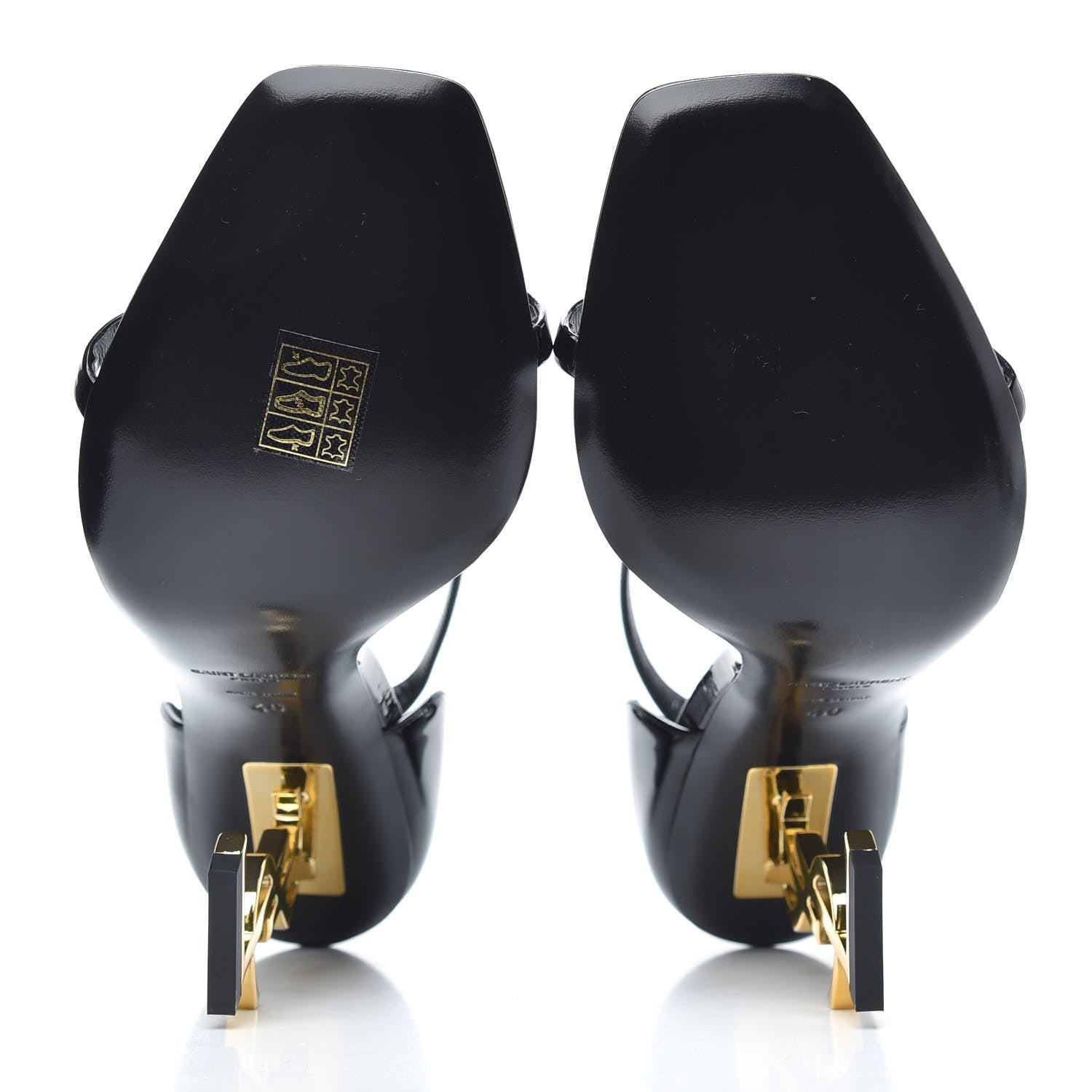 Saint Laurent Patent Calfskin Opyum 110 Sandals 40 Black Gold 4 of 8