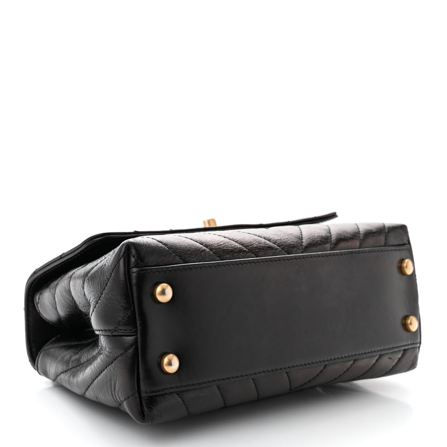 Chanel Calfskin Lizard Chevron Quilted Mini Coco Handle Flap Black 4 of 12