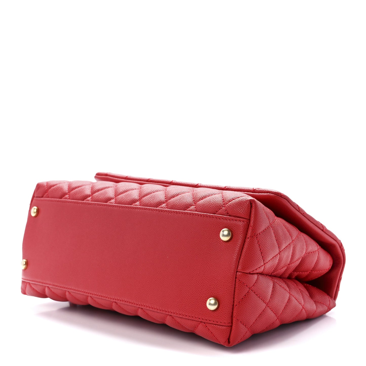 Caviar Quilted Small Coco Handle Flap Red