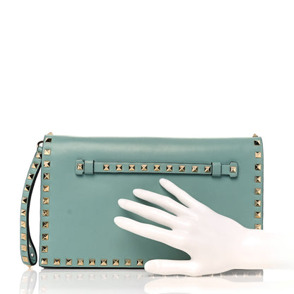 Valentino Garavani Nappa Rockstud Wristlet Clutch Morning Dew 2 of 8