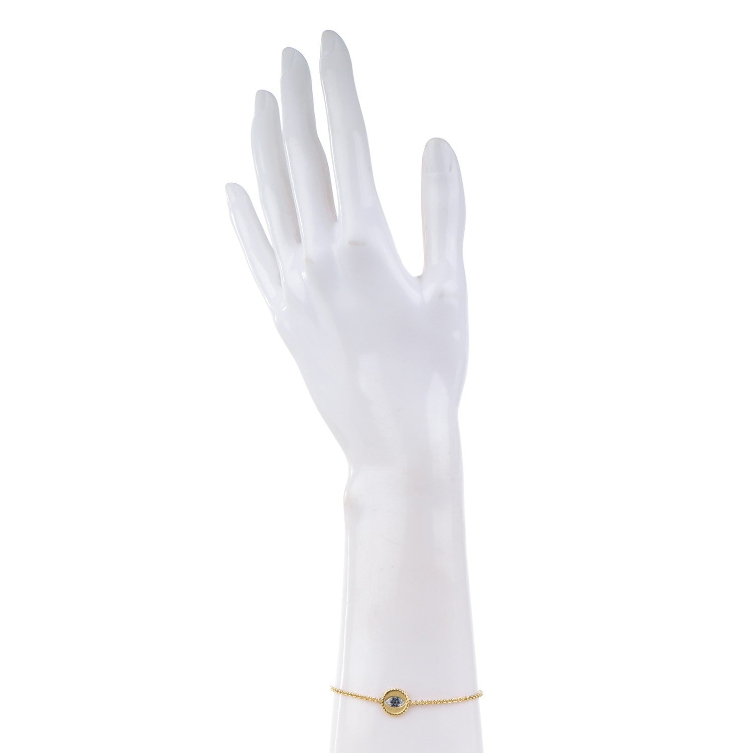 David Yurman 18K Yellow Gold Diamond Blue Sapphire Cable Collectibles Evil Eye Bracelet 2 of 6