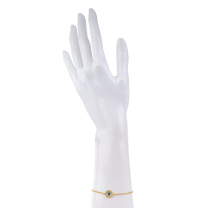David Yurman 18K Yellow Gold Diamond Blue Sapphire Cable Collectibles Evil Eye Bracelet 2 of 6