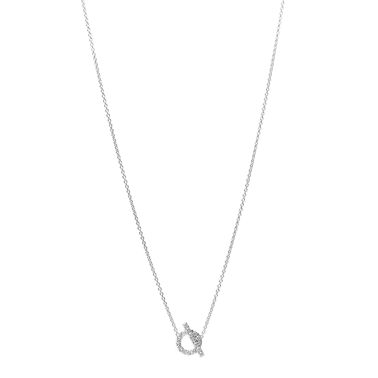 Hermes 18K White Gold Diamond Finesse Pendant Necklace 1 of 5