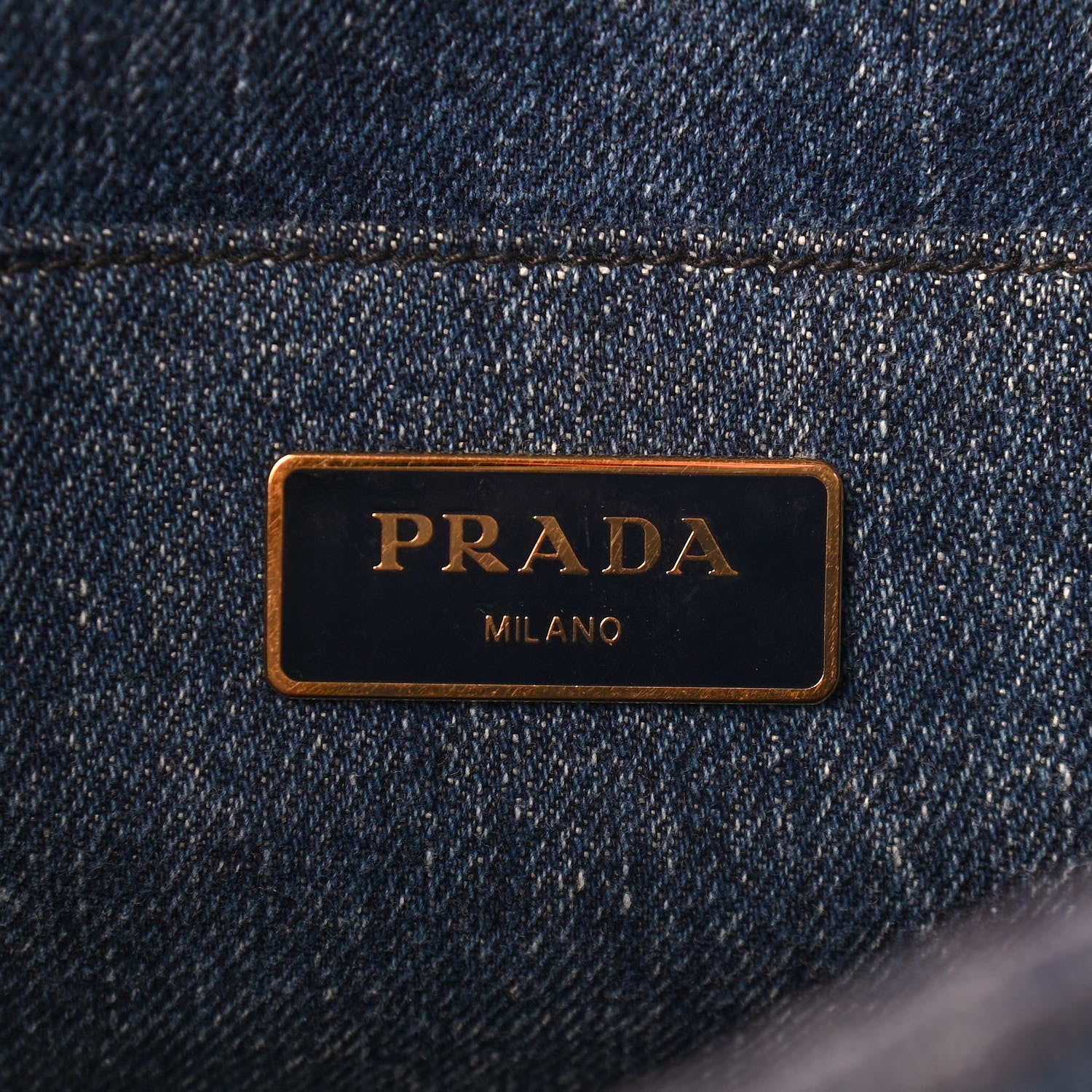 Prada Denim Small Logo Tote Black 6 of 10