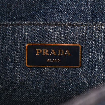 Prada Denim Small Logo Tote Black 6 of 10