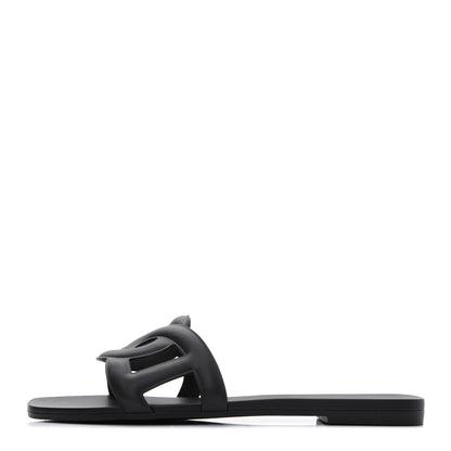 Hermes Rubber Aloha Sandals 39 Black 1 of 8
