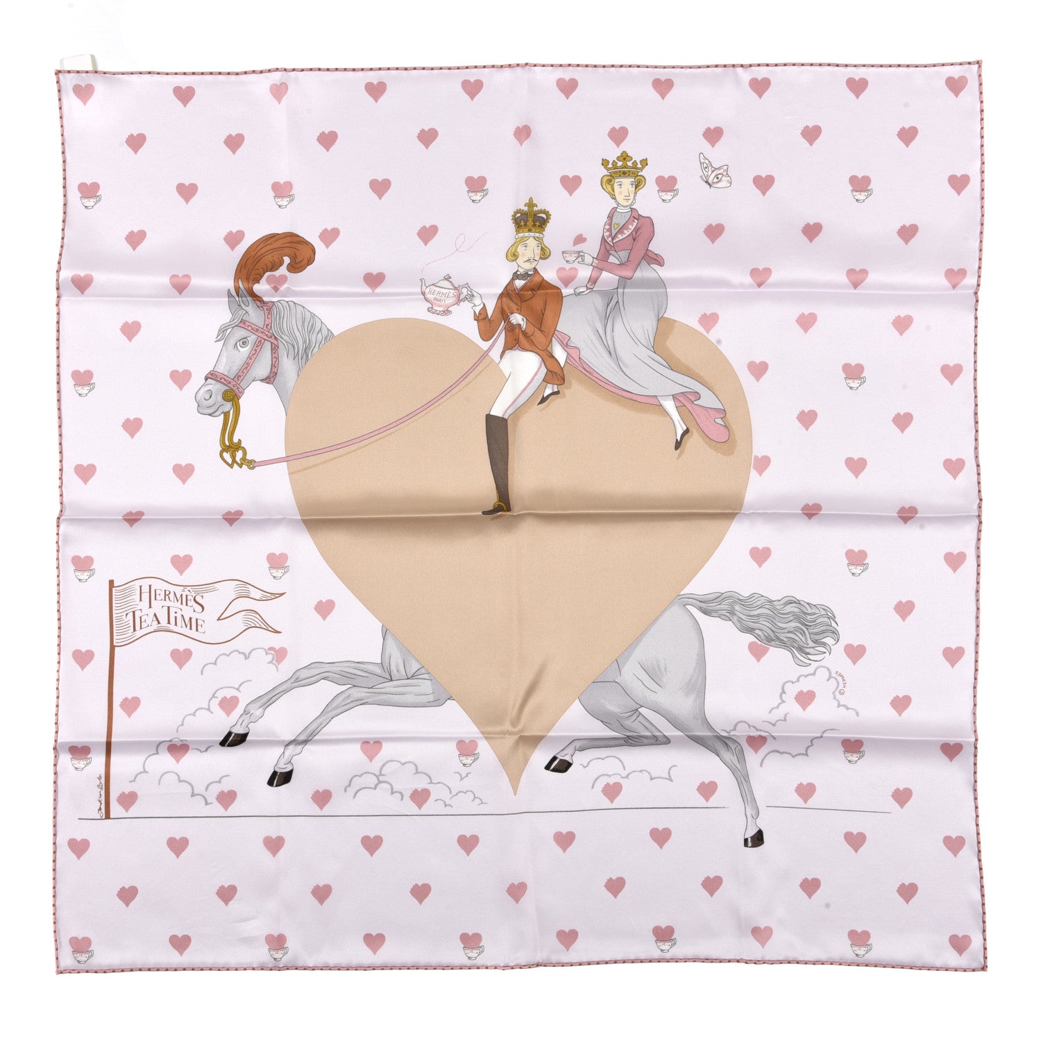 Hermes Silk Hermes Tea Time Scarf 70 Rose Pale Beige 1 of 6