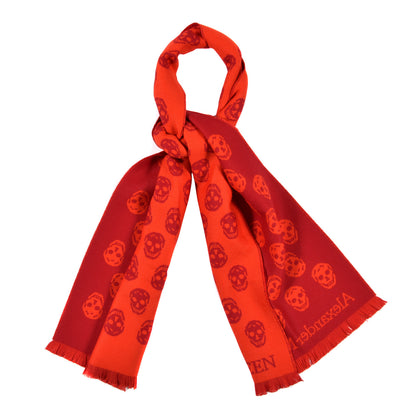 Alexander McQueen Wool Reversible Upside Down Skull Scarf Red Bordeaux 1 of 5