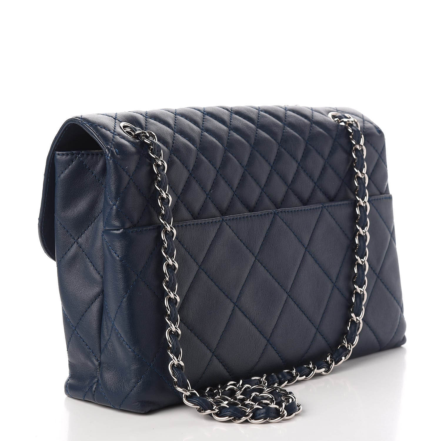 Chanel Calfskin Quilted In the Business Flap Dark Navy Blue 3 of 11