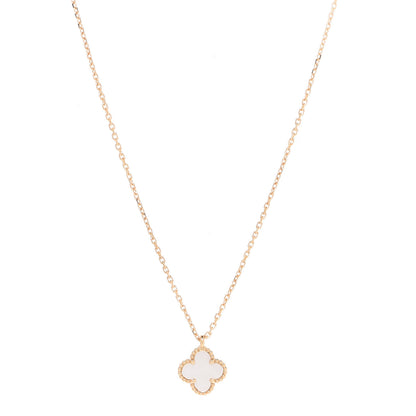Van Cleef & Arpels 18K Yellow Gold Mother of Pearl Sweet Alhambra Pendant Necklace 1 of 5