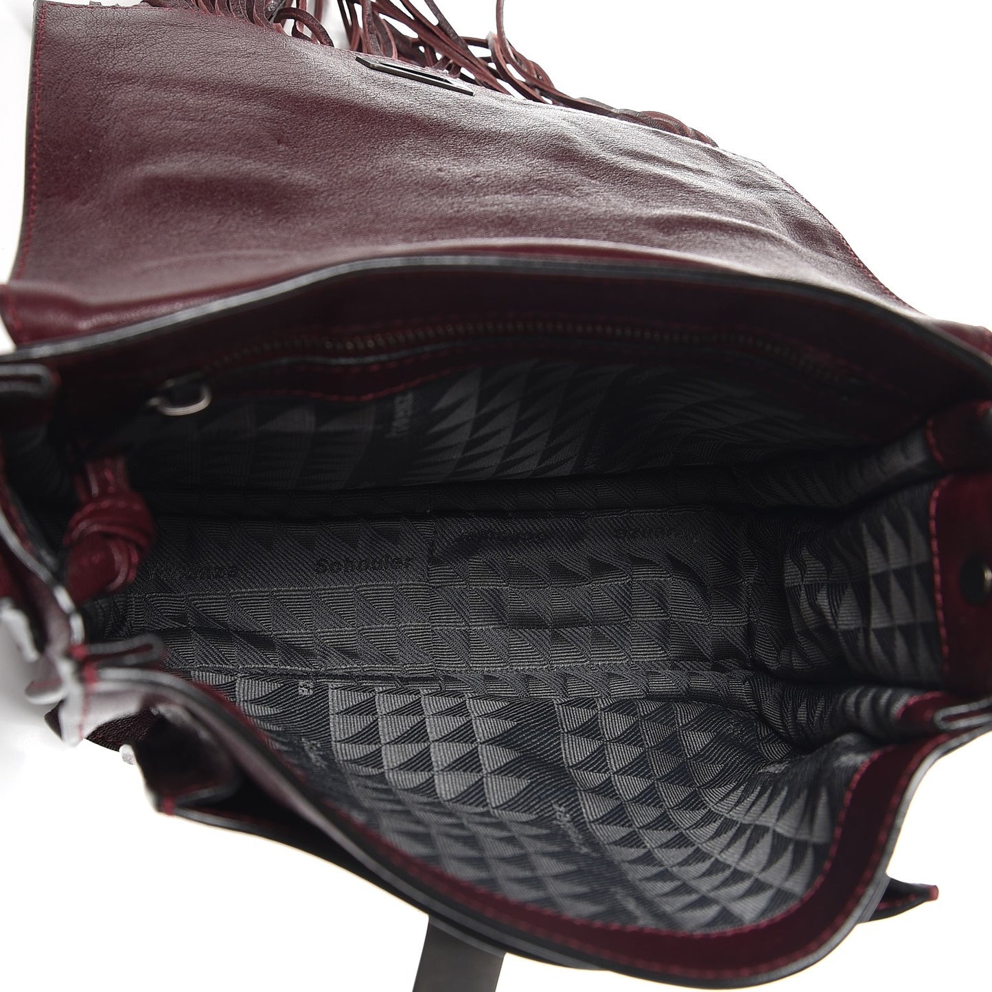 Lambskin Fringe PS1 Crossbody Pouch Oxblood