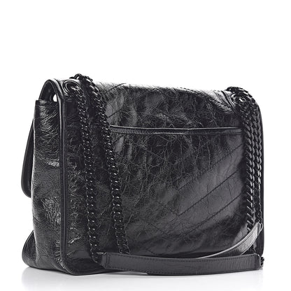 Saint Laurent Crinkled Calfskin Matelasse Monogram Medium Niki Chain Satchel Black 3 of 12