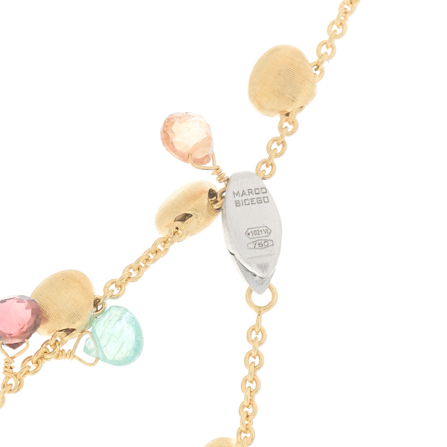 18K Yellow Gold Diamond Multi Gemstone Paradise Lavalier Necklace