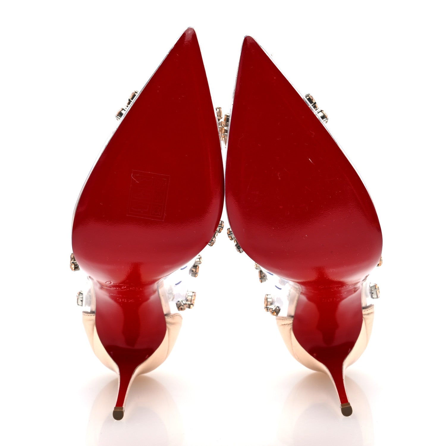 Christian Louboutin PVC Strass Nappa Laminata 100 Pumps 38.5 Leche 7 of 8