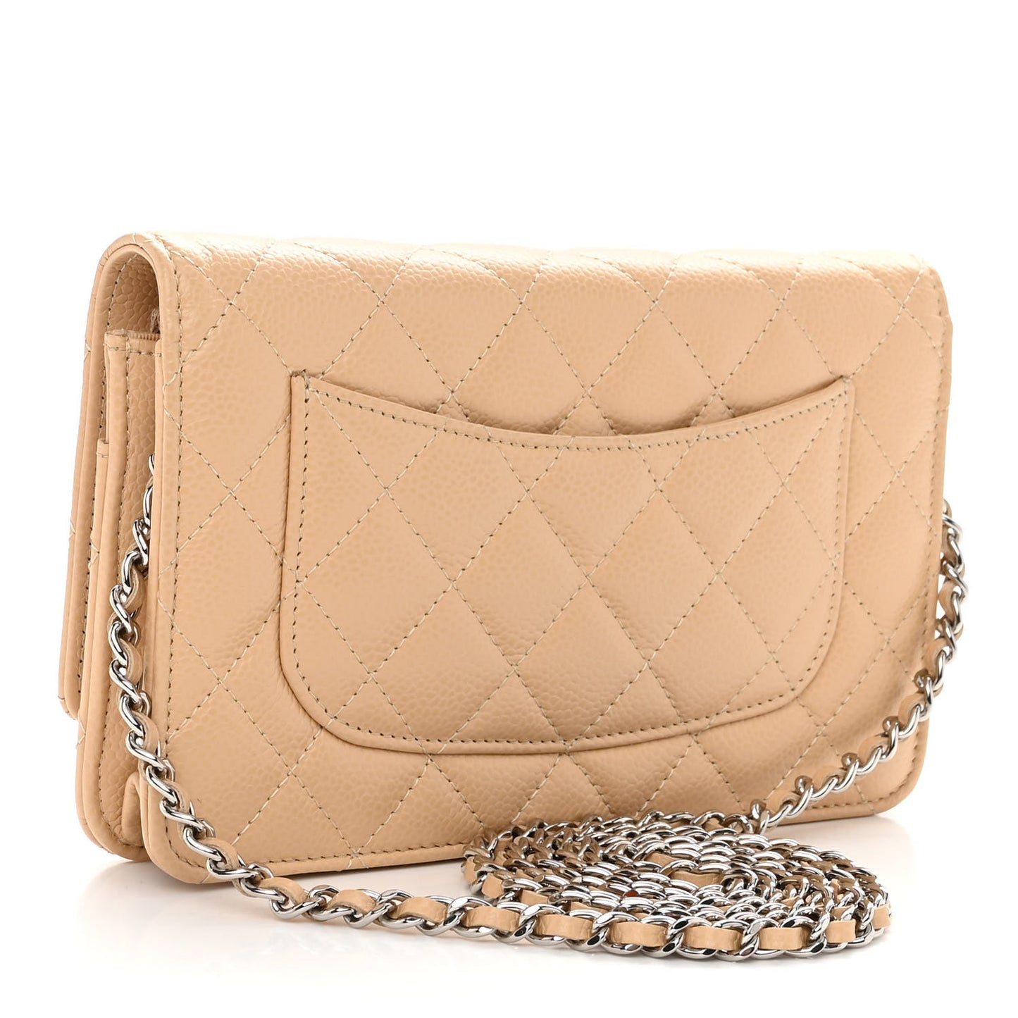 Caviar Quilted Wallet On Chain WOC Beige