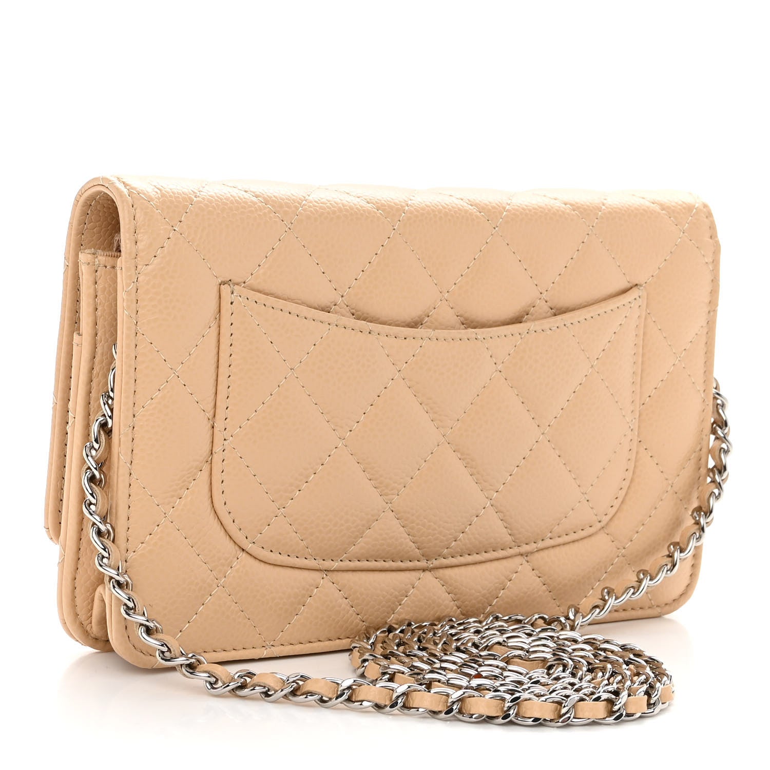 Chanel Caviar Quilted Wallet On Chain WOC Beige 3 of 12