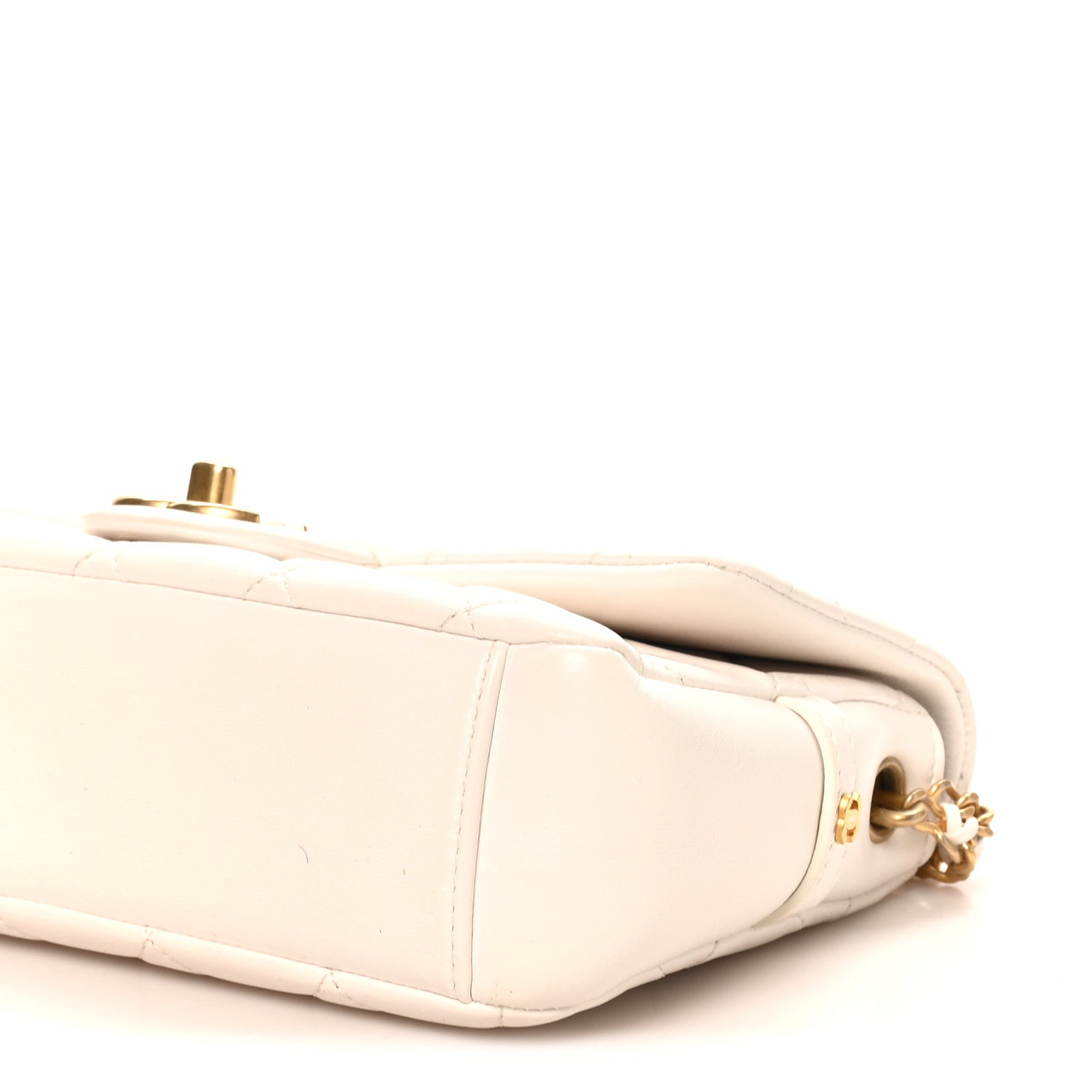 Chanel Lambskin Quilted Small CC Crystal Logo Chain Flap White 10 of 10