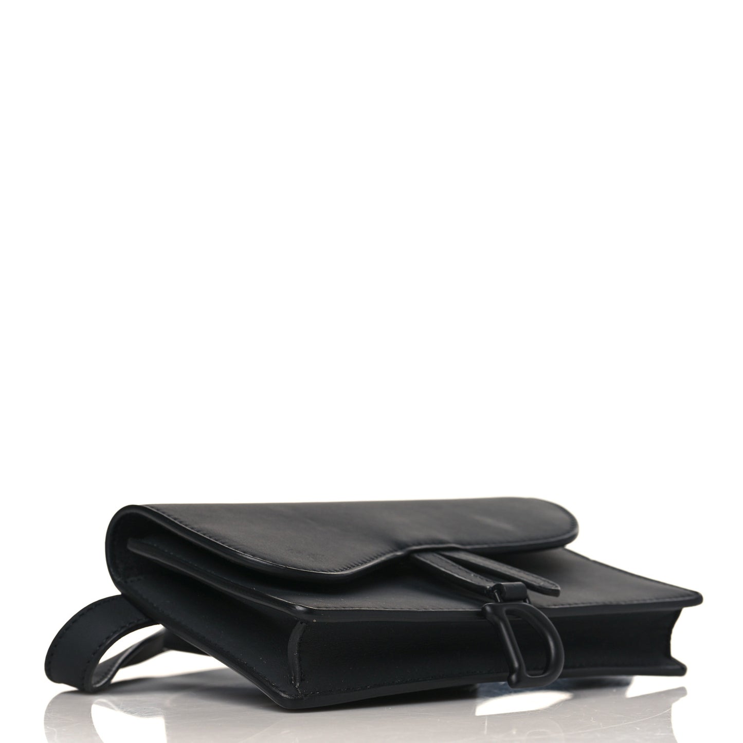 Ultra Matte Calfskin Saddle Belt Clutch Black