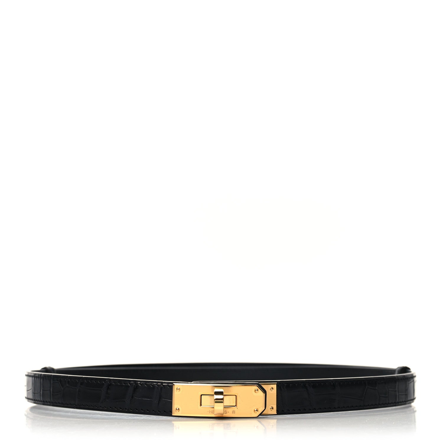 Hermes Matte Alligator Kelly Belt Black 1 of 3