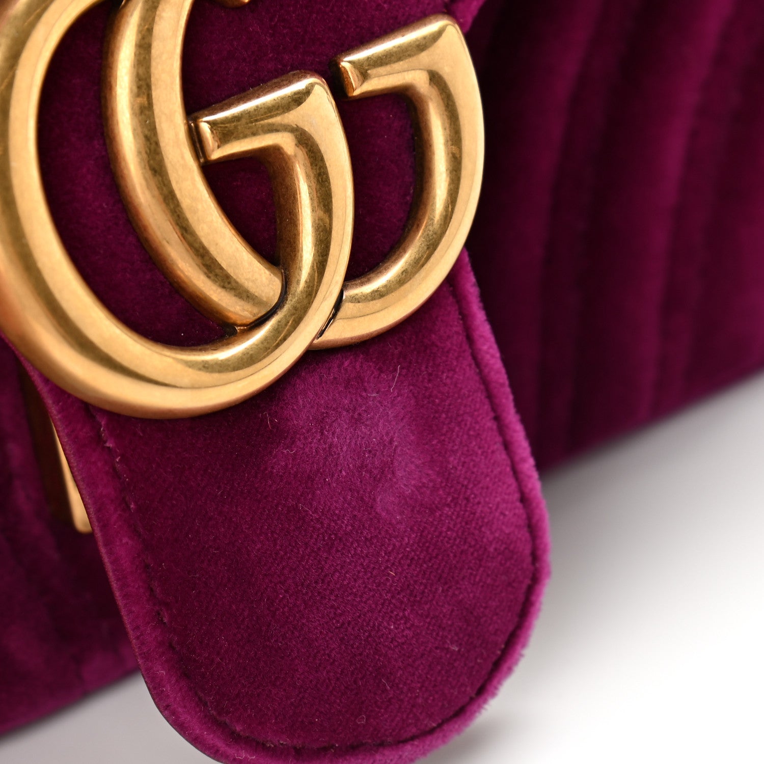 Gucci Velvet Matelasse Small GG Marmont Shoulder Bag Fuchsia Violet Cyclamen 11 of 11