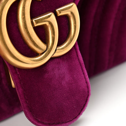 Gucci Velvet Matelasse Small GG Marmont Shoulder Bag Fuchsia Violet Cyclamen 11 of 11