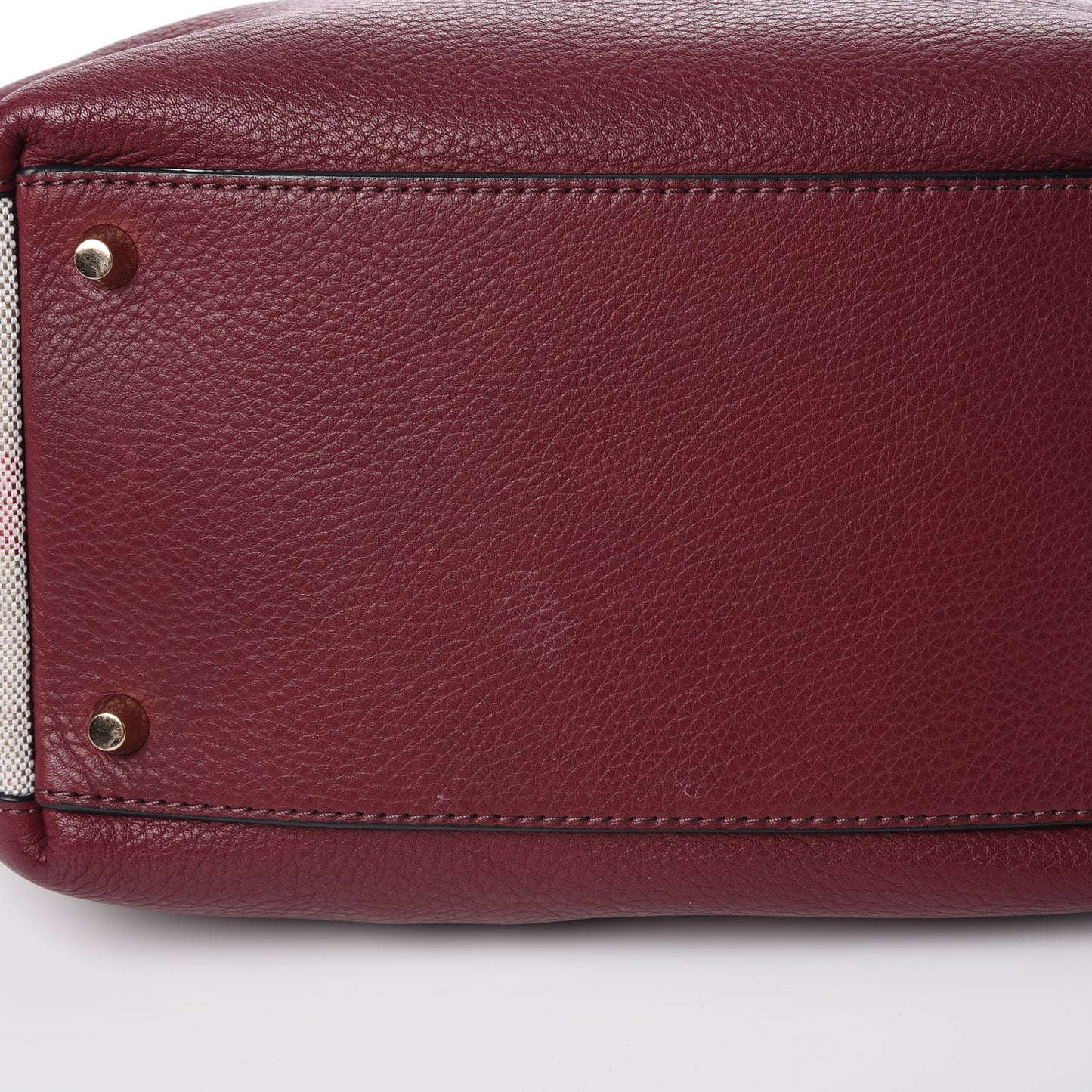 Grainy Calfskin House Check Small Maidstone Burgundy Red