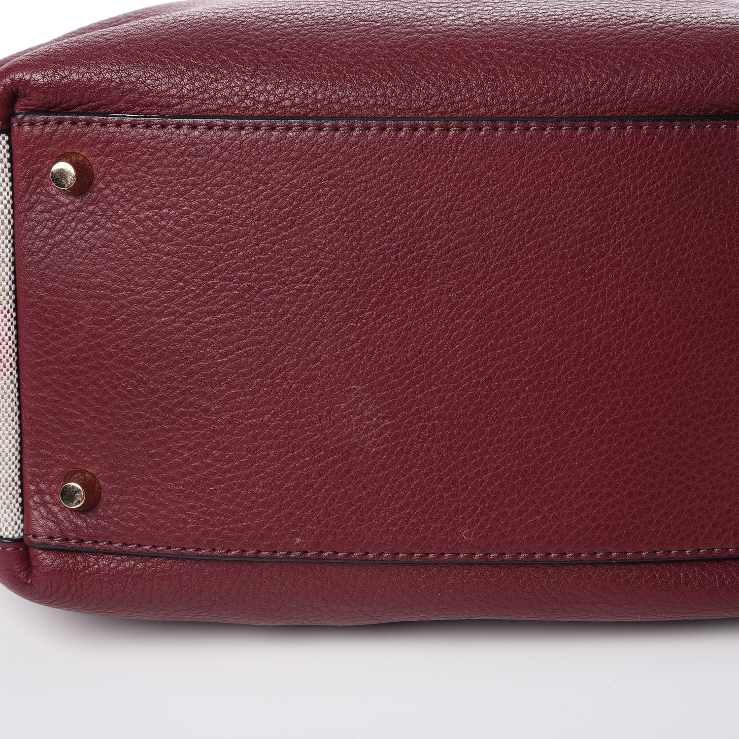 Burberry Grainy Calfskin House Check Small Maidstone Burgundy Red 11 of 11
