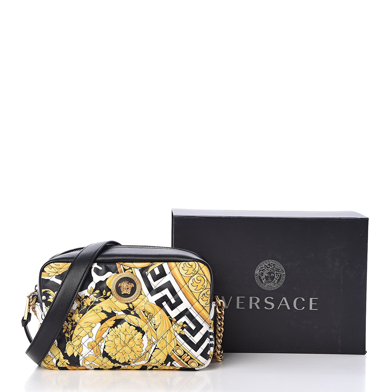 Versace Nappa Quilted Barocco Print Small Camera Bag Black 12 of 12