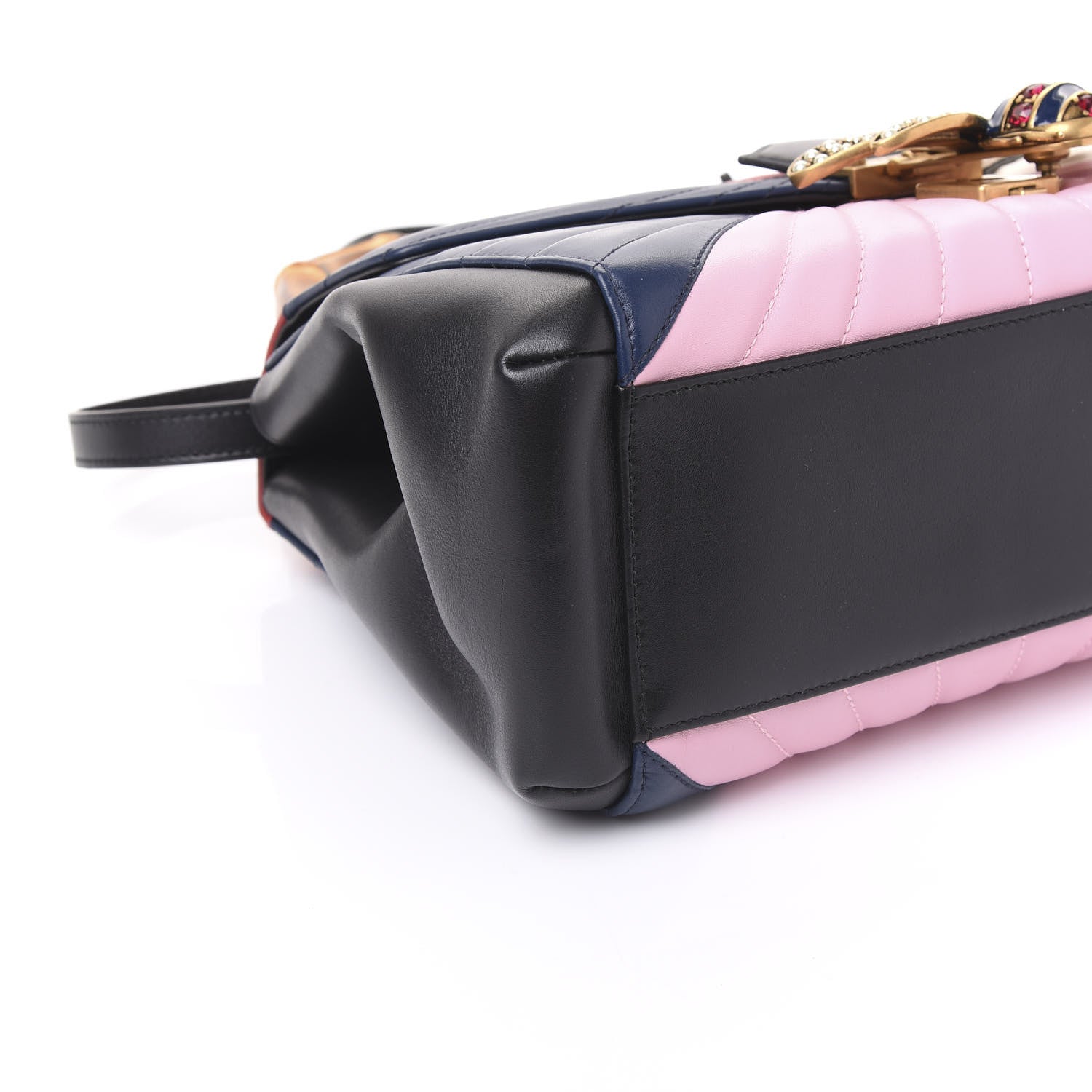 Gucci Calfskin Bamboo Trapuntata Queen Margaret Top Handle Bag Blue Agata Hibiscus Red Mystic White Sugar Pink 5 of 10