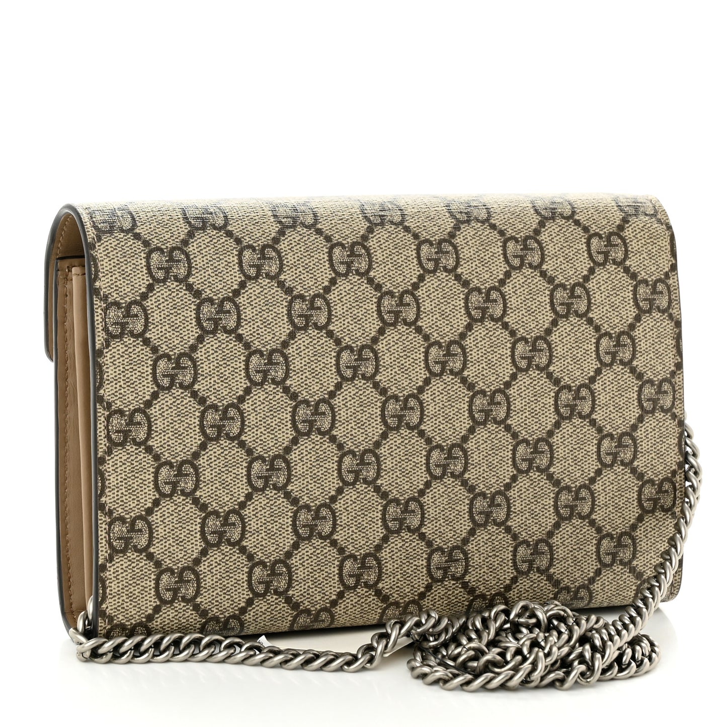 GG Supreme Monogram Mini Dionysus Chain Wallet Beige Taupe