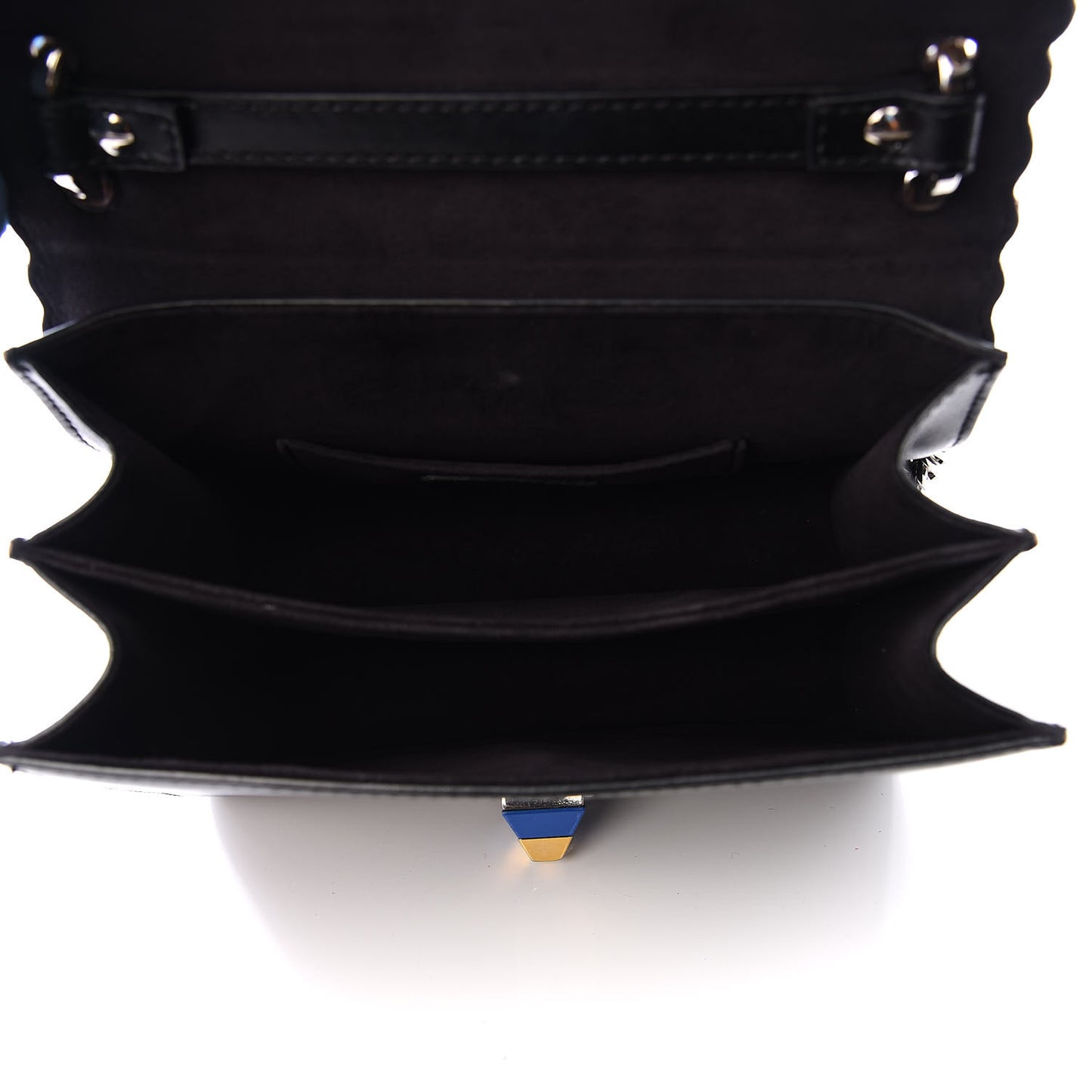 Vitello Liberty Fun Fair Embossed Scalloped Small Kan I Shoulder Bag Black Multicolor