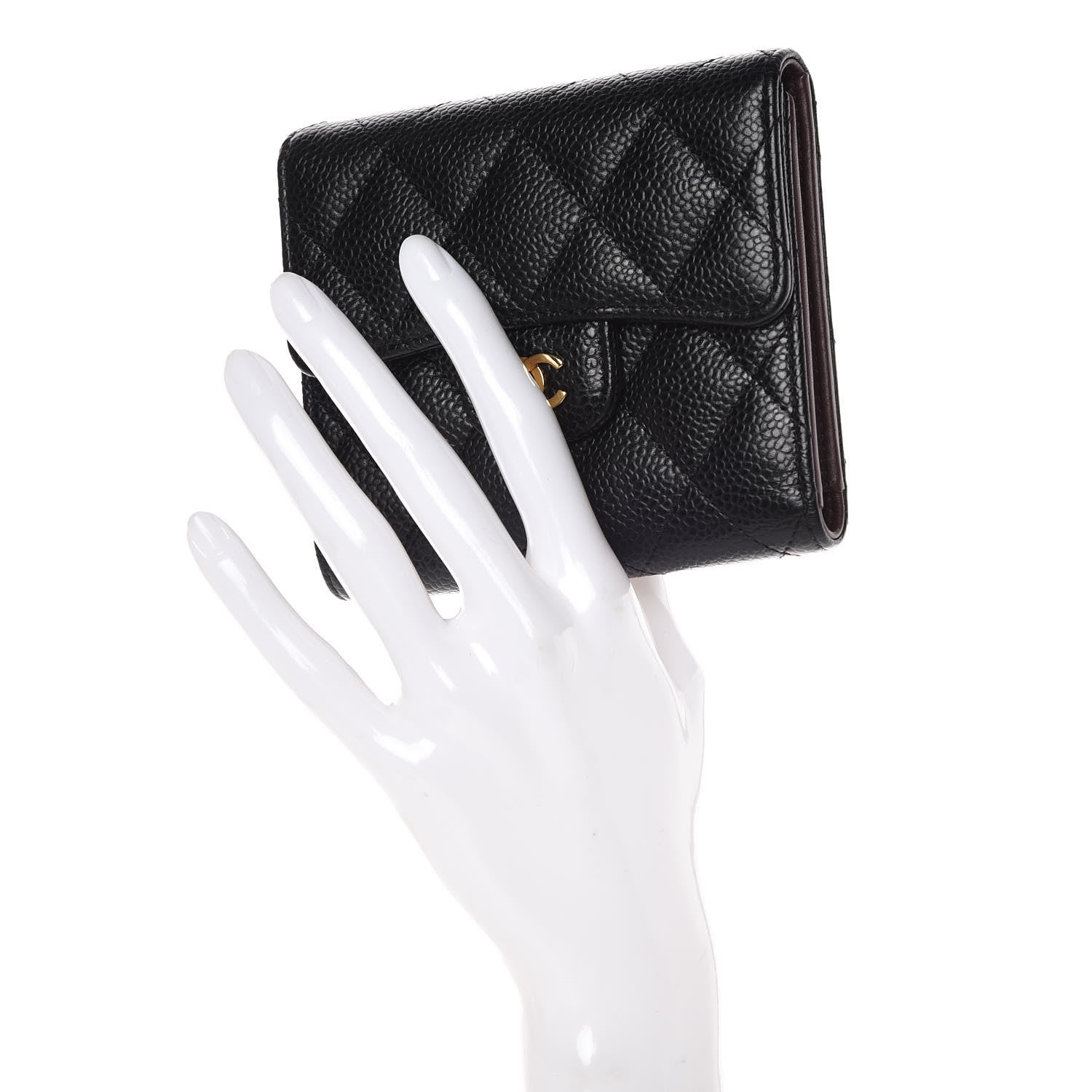 Chanel Caviar Quilted Compact Flap Wallet Black 2 of 8