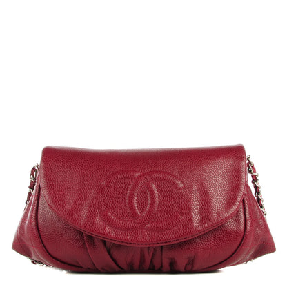 Chanel Caviar Half Moon Wallet On Chain WOC Dark Red 1 of 8