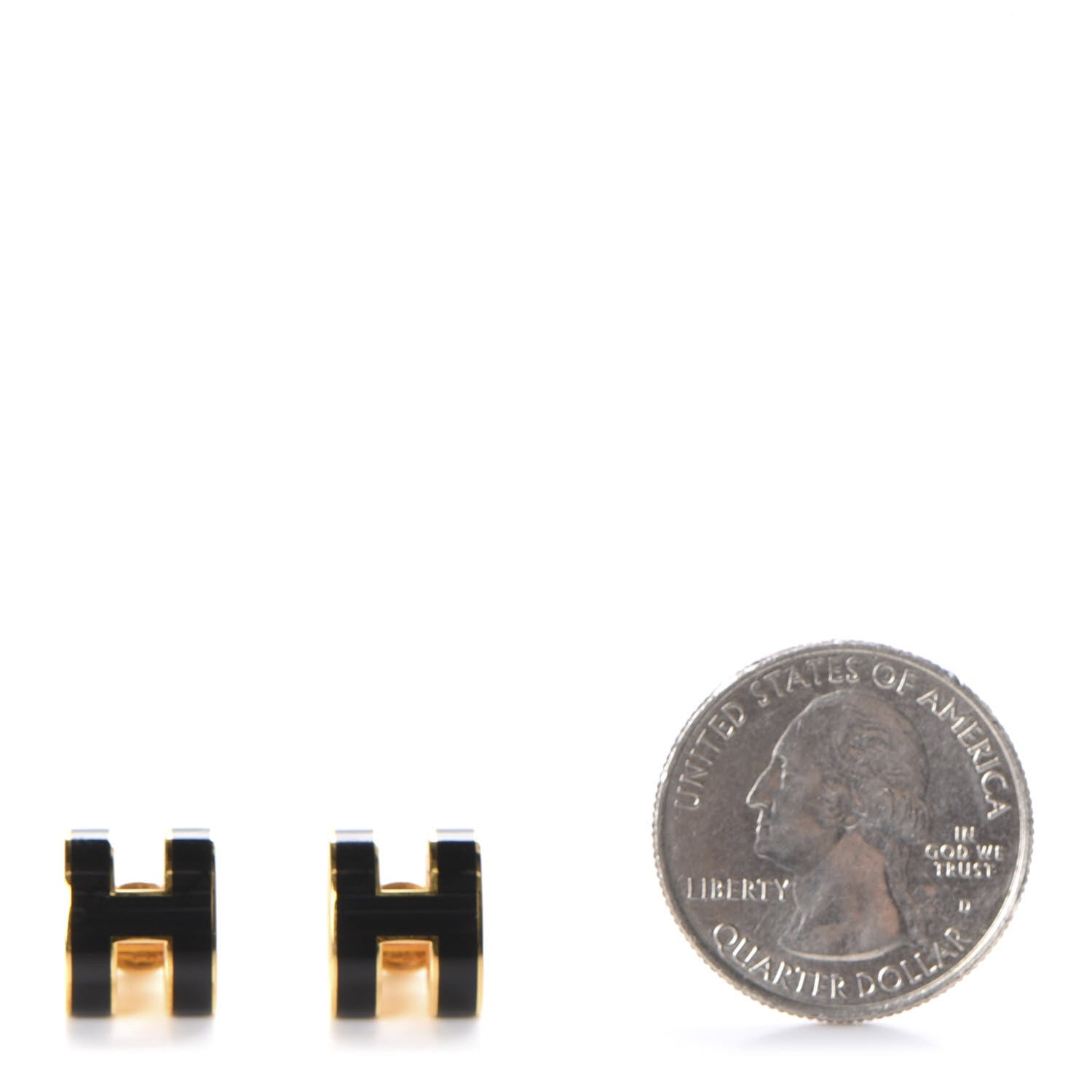 Hermes Gold Lacquered Pop H Earrings Black 2 of 5