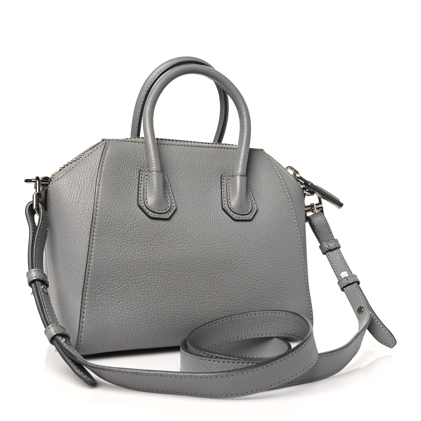 Sugar Goatskin Mini Antigona Pearl Grey