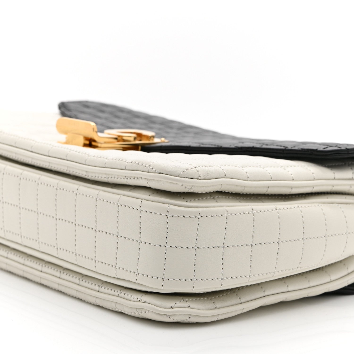 Celine Calfskin Quilted Medium C Bag Black White 11 of 11