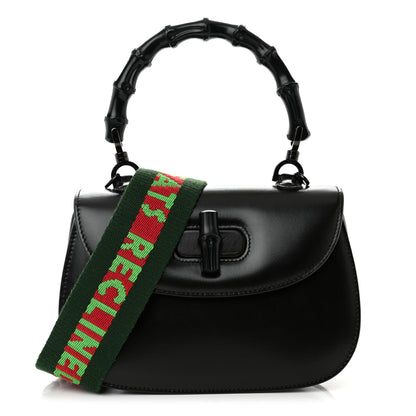 Gucci Boarded Dyana Lux Calfskin Monochrome 100 Centennial Music Small Bamboo 1947 Top Handle Bag Black 1 of 12