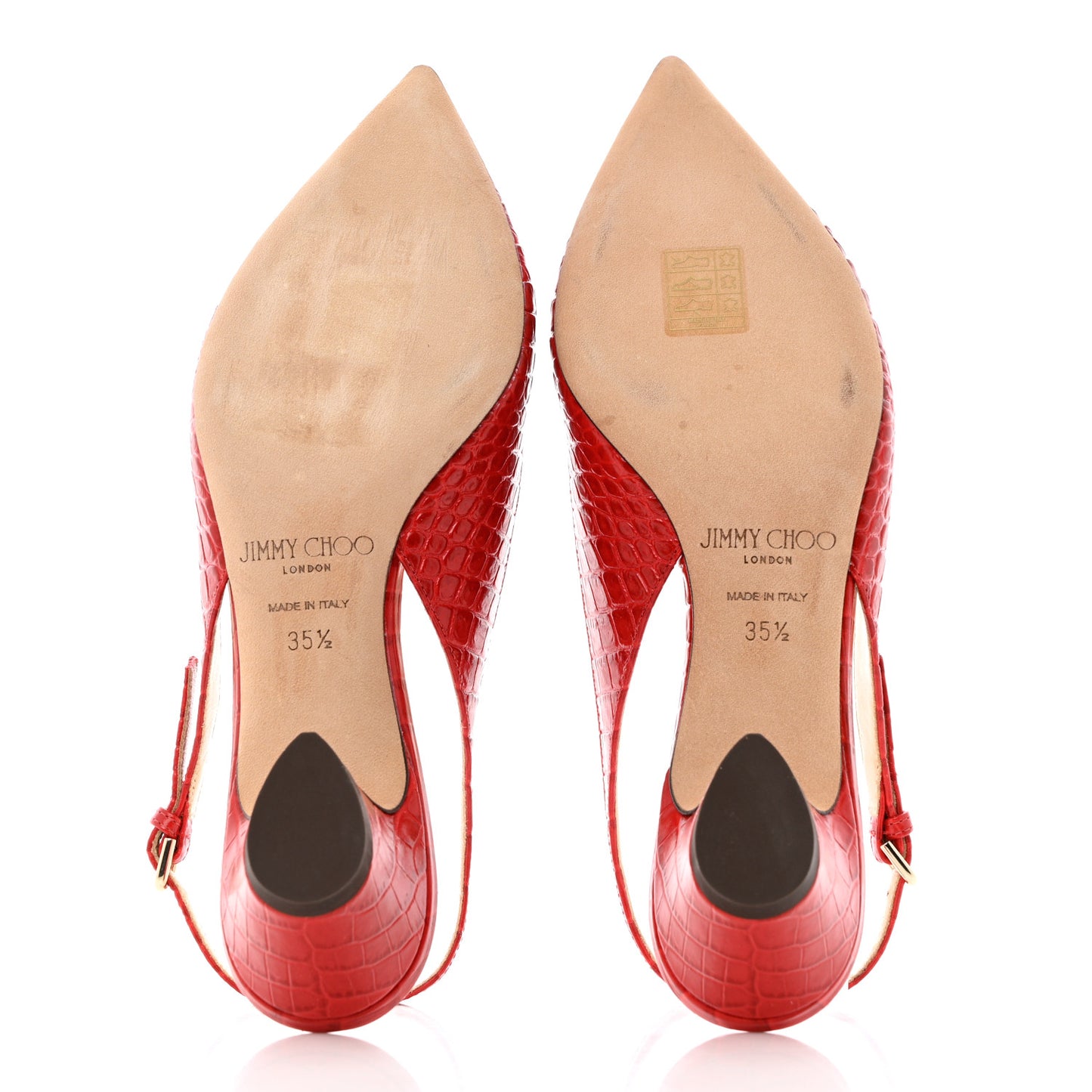 Calfskin Crocodile Embossed Slingback Gemma Pumps 35.5 Red
